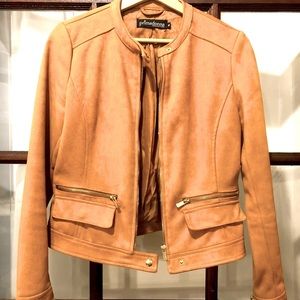 Camel Colour Suede Bomber Jacket